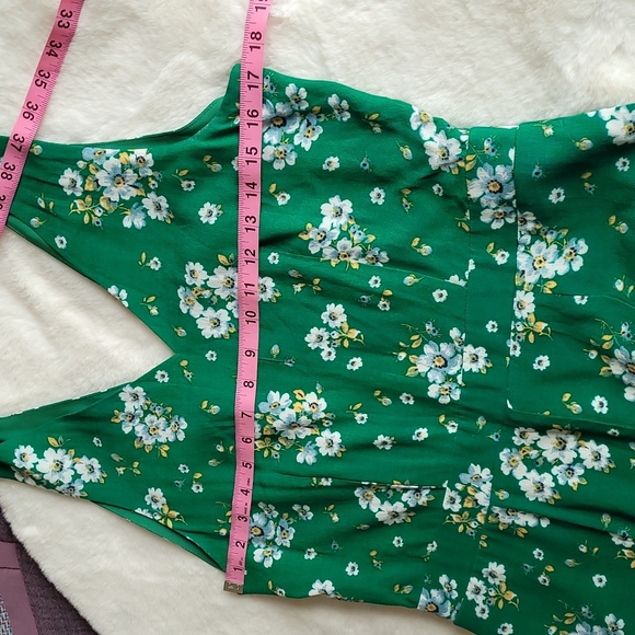 LOFT Green Floral Print Spring Summer Bohemian Hippie Chic Romper Size 4 - Picture 7 of 12